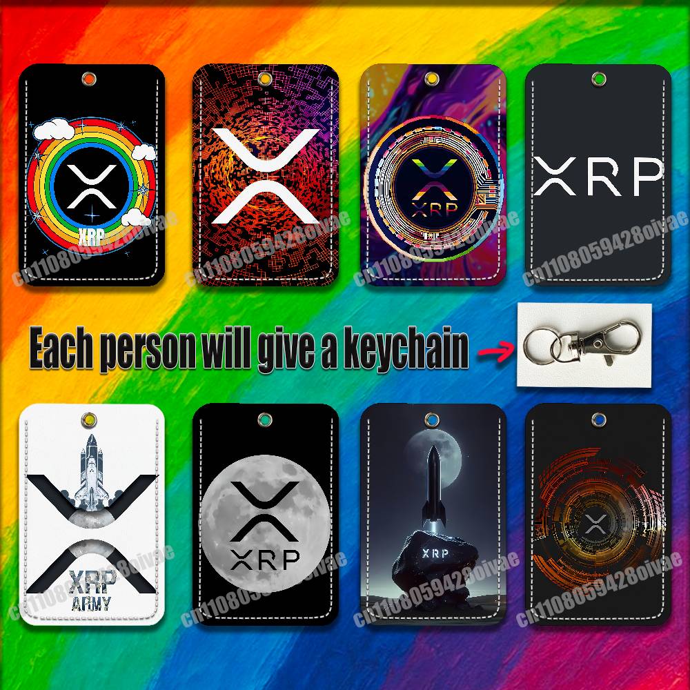 Leather Work Leather - Xrp リップル暗号デジタル通貨 ID クリップクレジット銀行ワークカードホルダーケースバッジバッグオーナメントキーキーホルダー