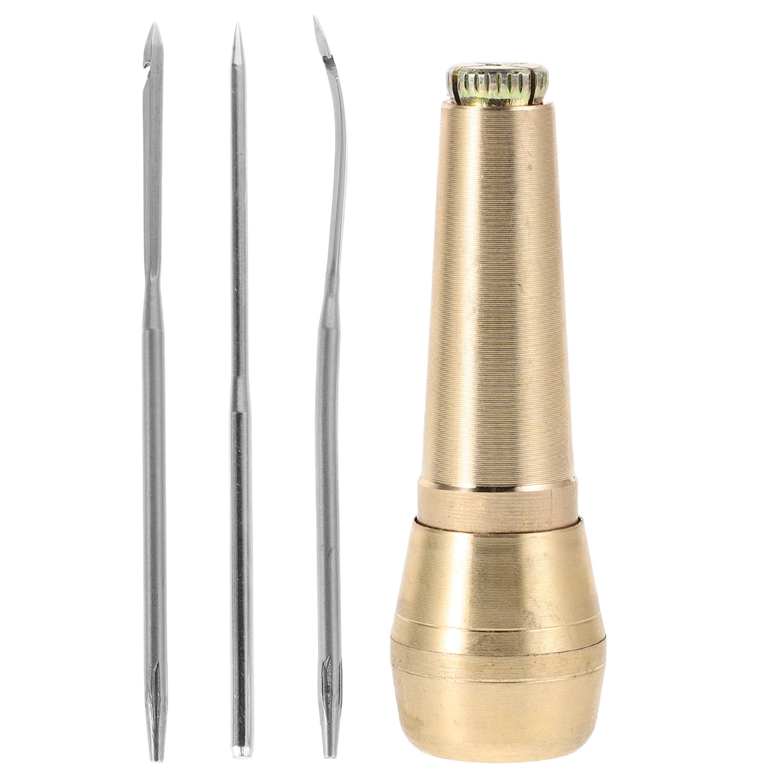 Leatherwork Hand Sewing Needles - 1セット頑丈な真鍮製ハンドル付きフック付き鋲針、靴底修理、革細工、ステッチング、パンチング、DIY手縫いツール