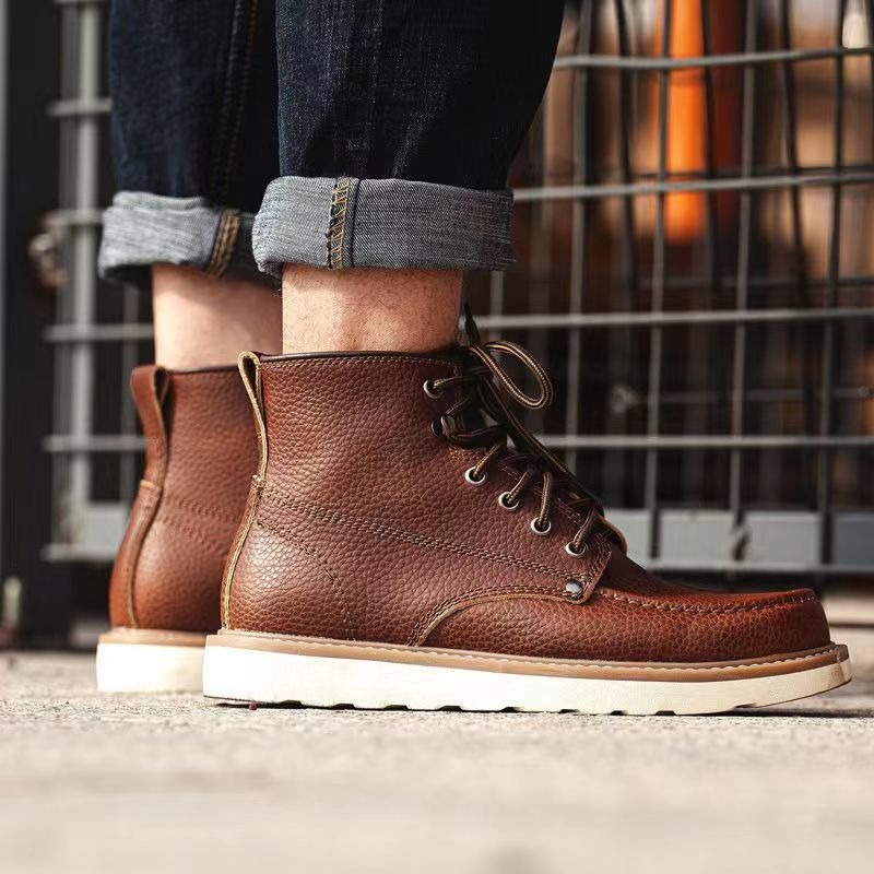 Leatherwork Boots - メンズ 875 ワークブーツ 本革製 ミッドトップ アンクルブーツ
