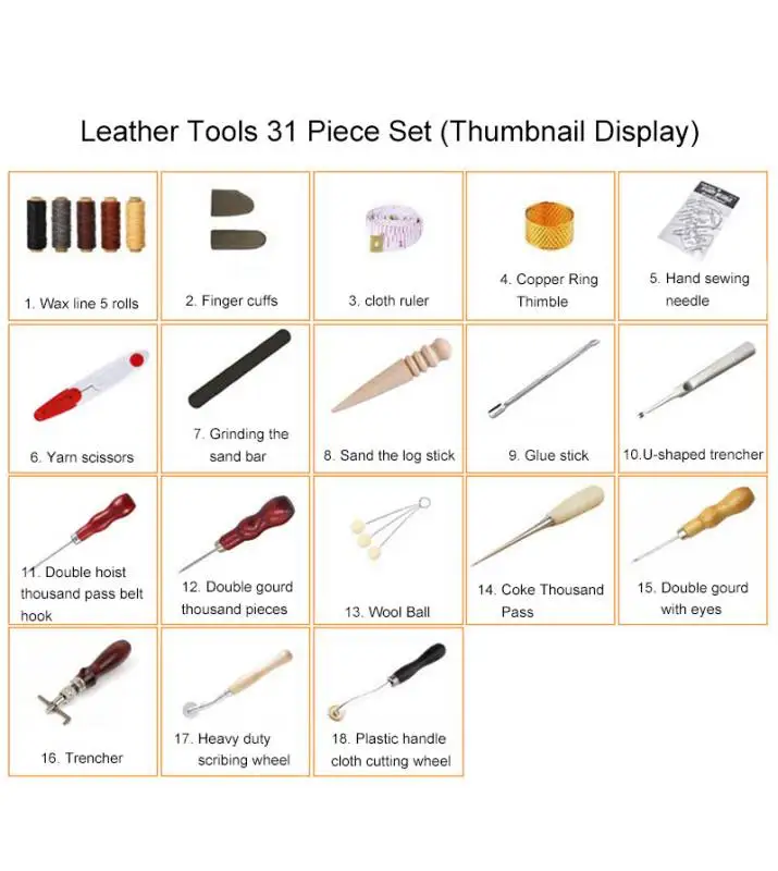 Leatherwork Hand Sewing Needles - プロの革縫製クラフトツールキットワックス糸手縫いパンチ彫刻作業サドル針セット手作りアクセサリー