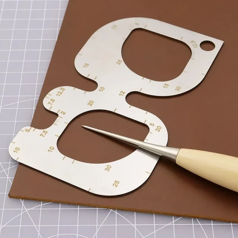 Leatherwork Templates - ステンレス製ポジショニング定規,マーカーテンプレート,革細工ツール,スリーブ付き切削定規,diy商品