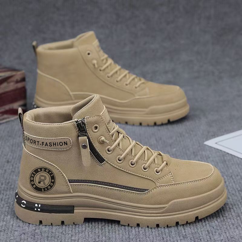 Leatherwork Boots - 男性レトロハイトップワークブーツ秋耐摩耗性ハイキング登山靴屋外滑り止めダンピング男性アンクルブーツスニーカーボタス