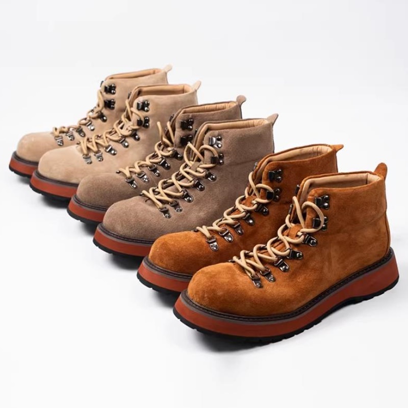 Leatherwork Boots - 日本製厚底本革アウトドアアンクルブーツ メンズ秋用ワークブーツ ハイカットシューズ ヴィンテージデザートブーツ