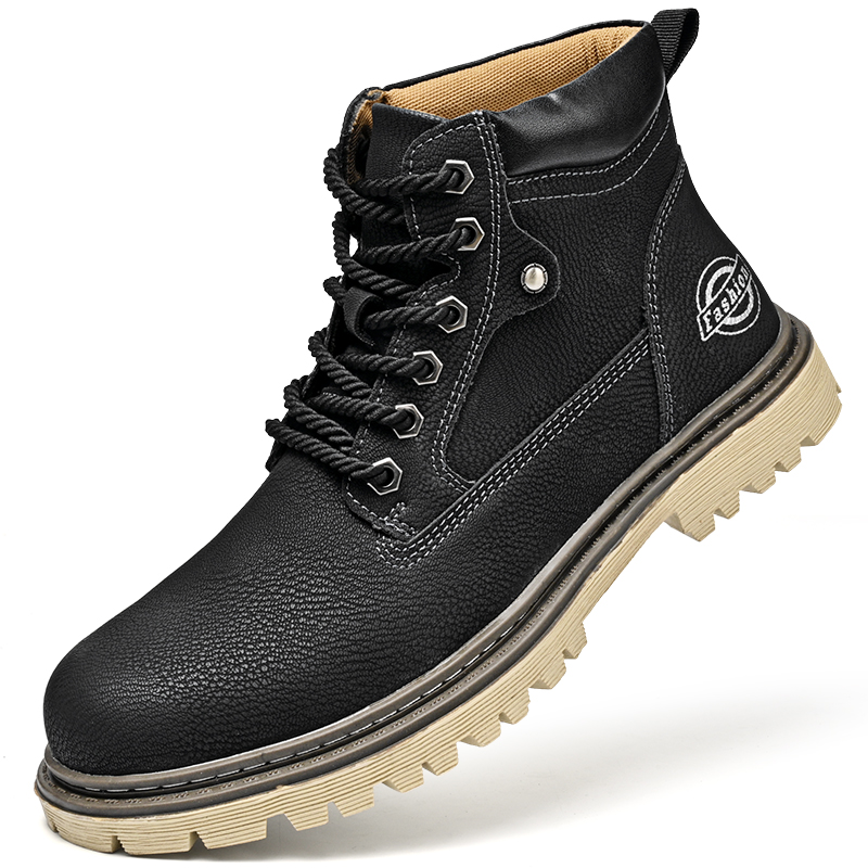 Leatherwork Boots - 革メンズブーツ英国スタイルハイトップメンズシューズ高級メンズアンクルワークブーツ屋外滑り止めオートバイブーツ Zapatillas