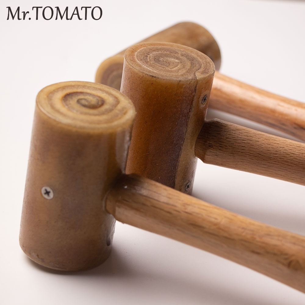 Mallet Rawhide Craft - 生革ヘッドマレット革彫刻ハンマーDIYクラフト牛革パンチカッティングハンマーツール木製ハンドル付き革工芸彫刻用