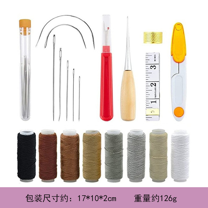 革針付き革作業キット 縫製千枚通し ワックス糸 革張り修理キ - Leatherwork Hand Sewing Needles のレビューと価格