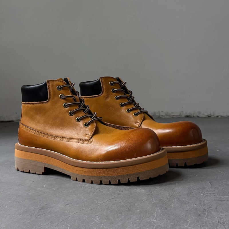 英国スタイルのメンズアンクルブーツブラウンレトロ本革カジュア - Leatherwork Boots のレビューと価格