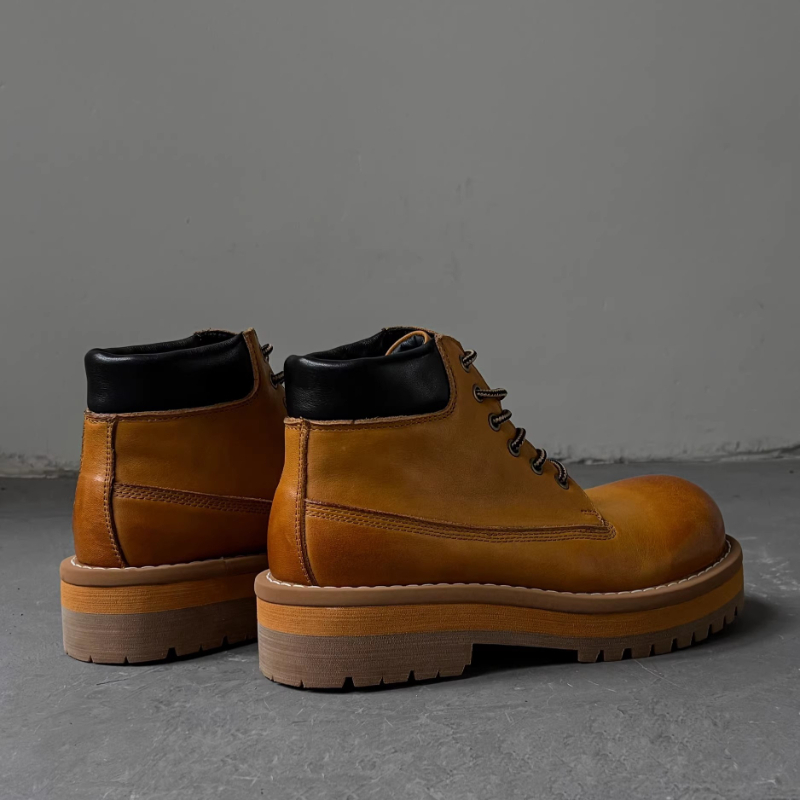 英国スタイルのメンズアンクルブーツブラウンレトロ本革カジュア - Leatherwork Boots のレビューと価格