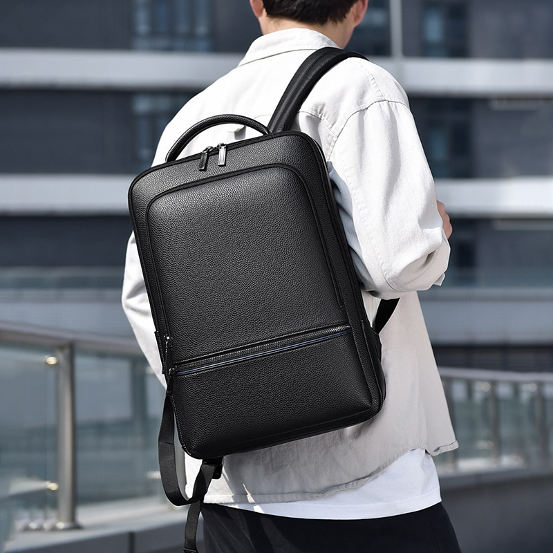 男性用PUレザーバックパック,USB充電器,エグゼクティブブ - Leather Work Bag Mens のレビューと価格