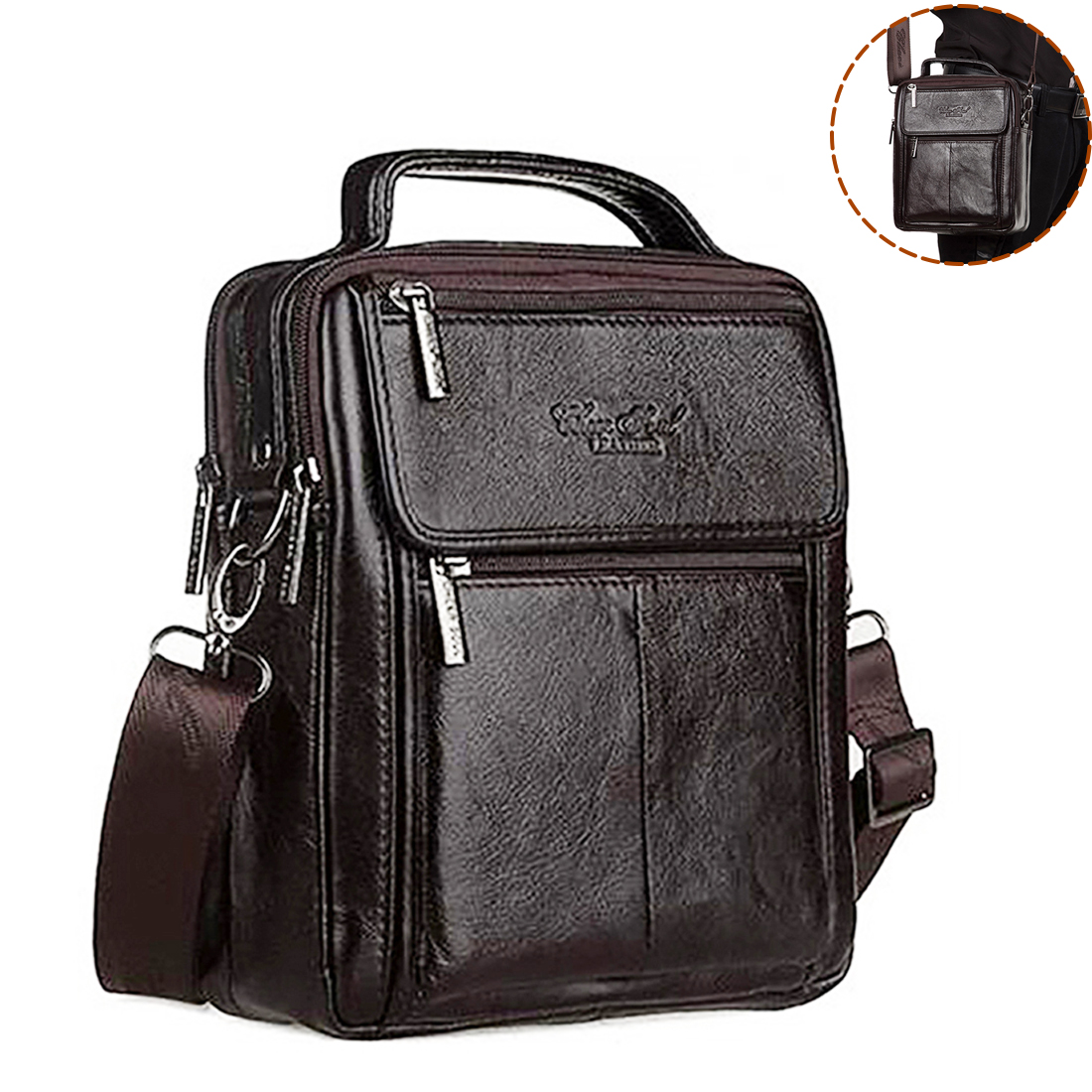 クロスボディメッセンジャーショルダーバッグ男性用本革ビジネス - Leather Work Bag Mens のレビューと価格