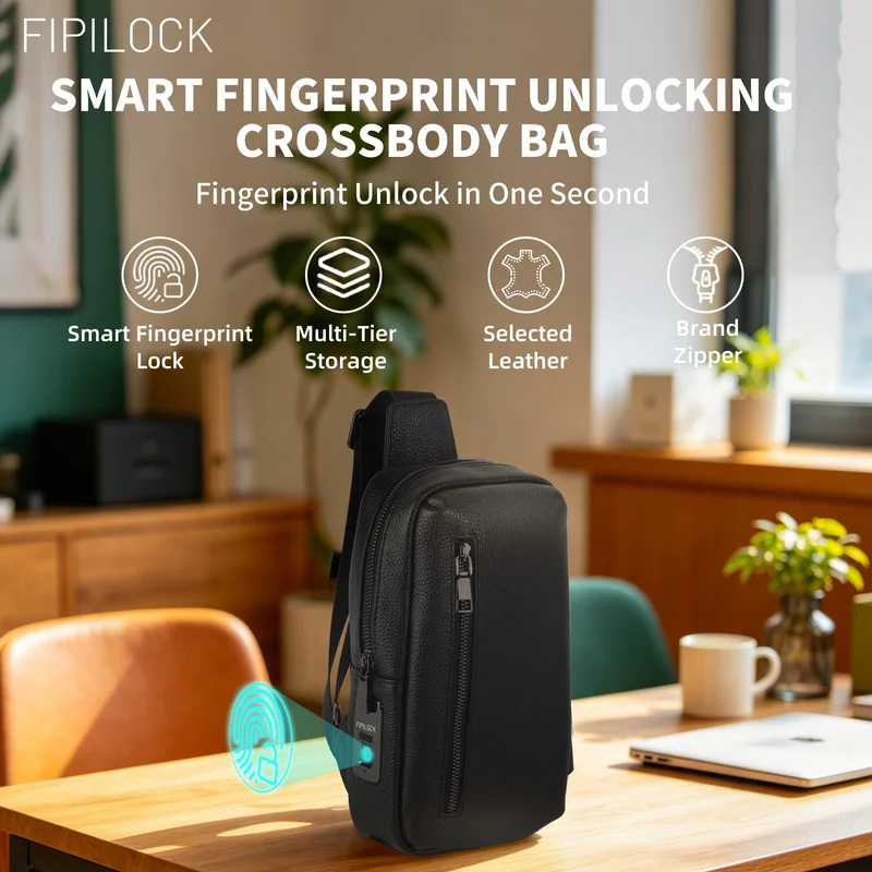 スマートな指紋認証機能付きの男性と女性用ショルダーバッグ、ビ - Leather Work Bag Mens のレビューと価格