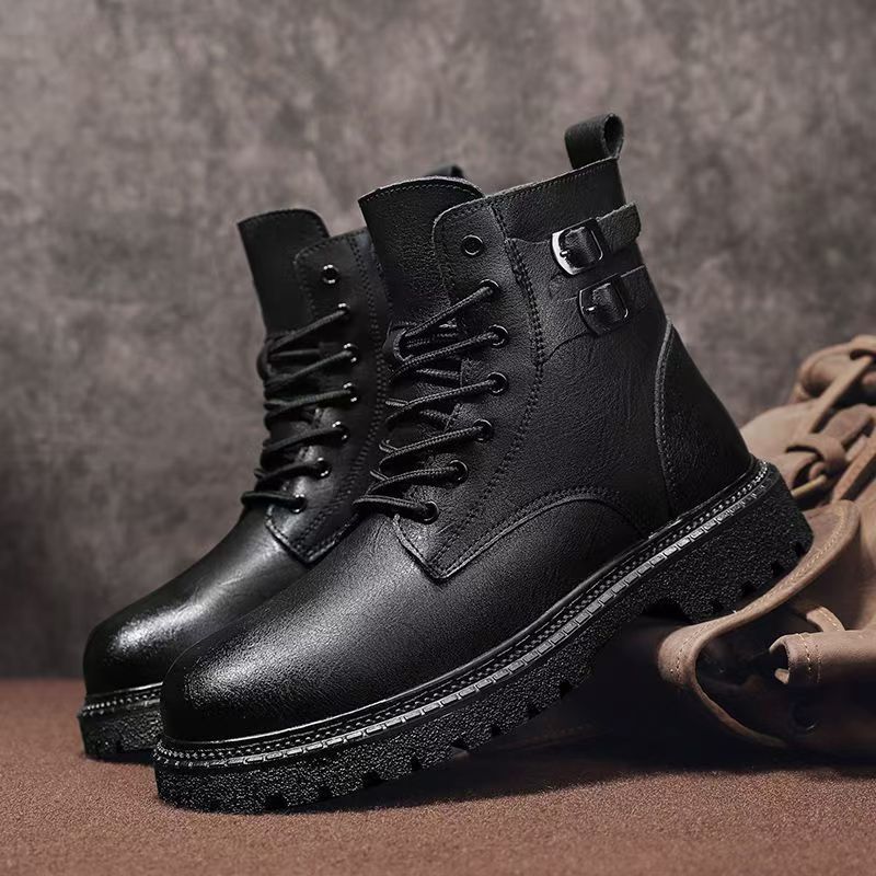 メンズ秋冬大きいサイズ本革ハイカットブーツ厚底滑り止めジッパ - Leatherwork Boots のレビューと価格