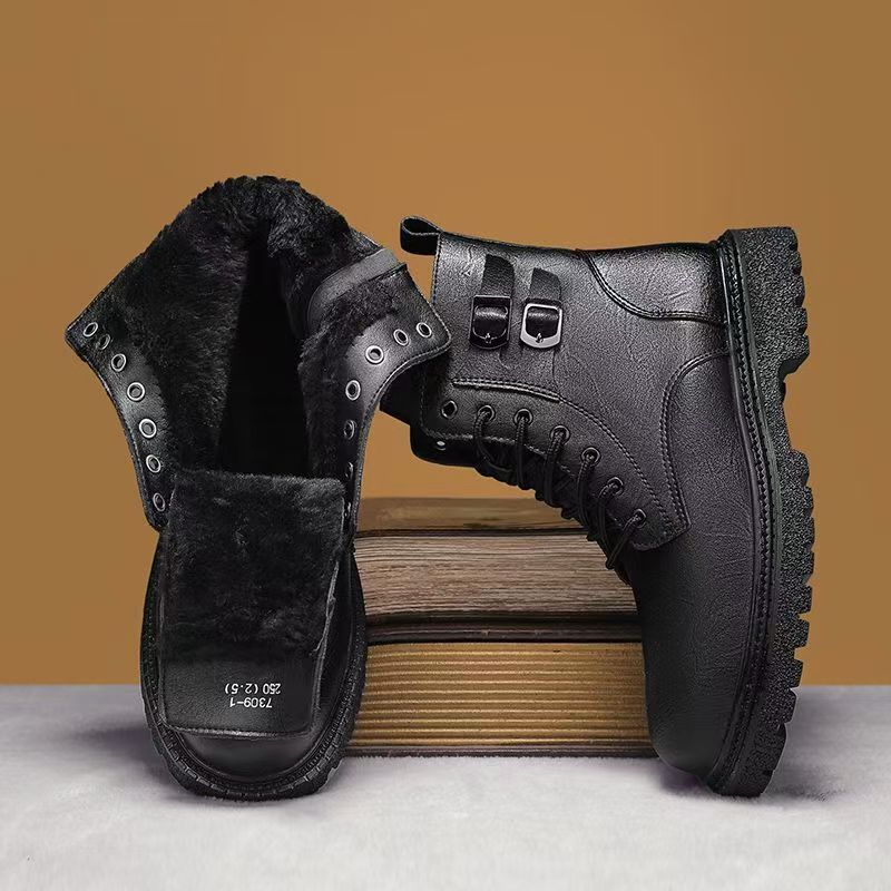 メンズ秋冬大きいサイズ本革ハイカットブーツ厚底滑り止めジッパ - Leatherwork Boots のレビューと価格