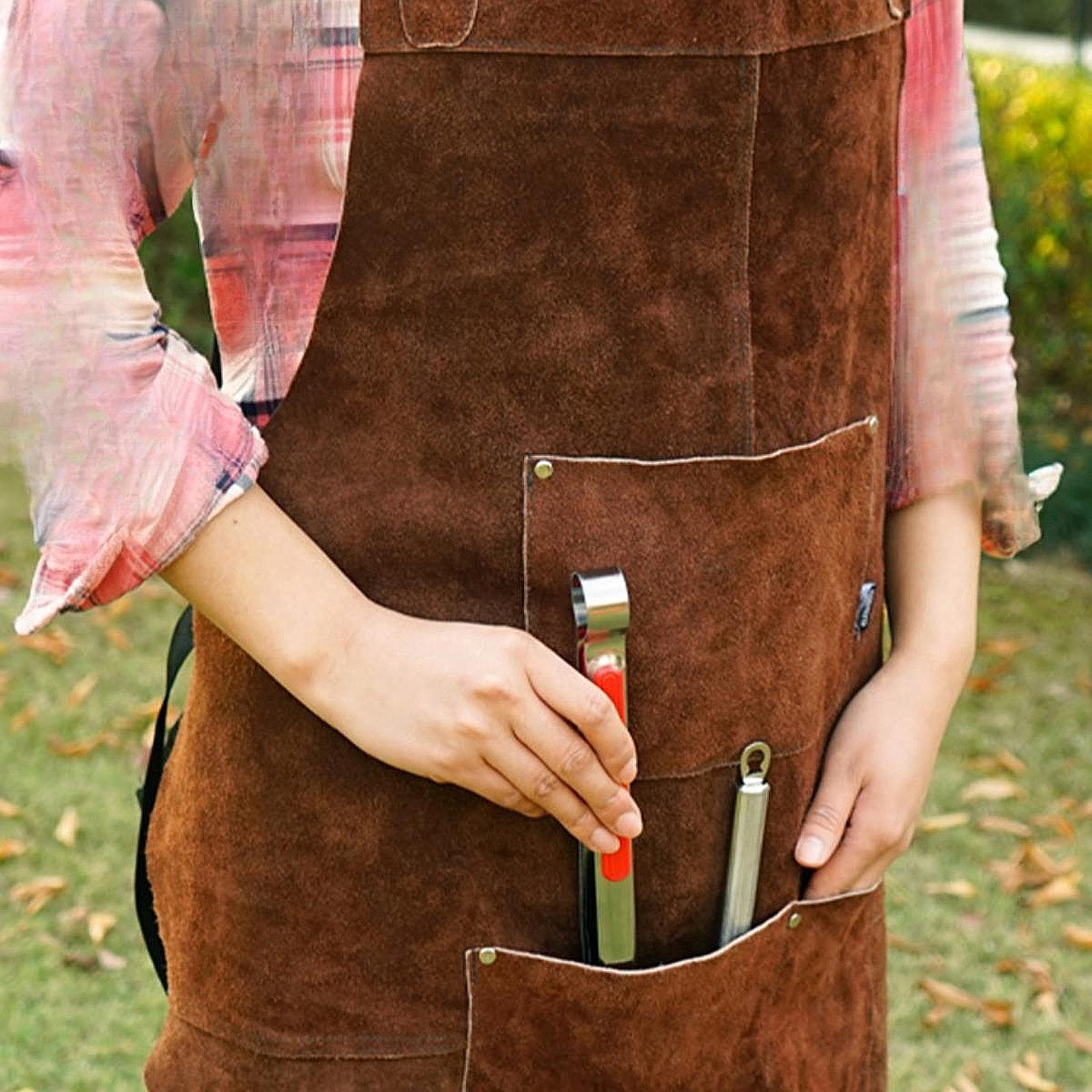 耐熱性と難燃性のワークショップエプロン、肉屋用の作業エプロン - Leather Work Japan のレビューと価格