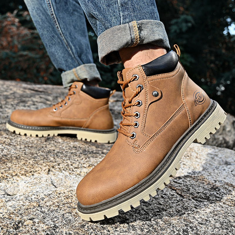 革メンズブーツ英国スタイルハイトップメンズシューズ高級メンズ - Leatherwork Boots のレビューと価格