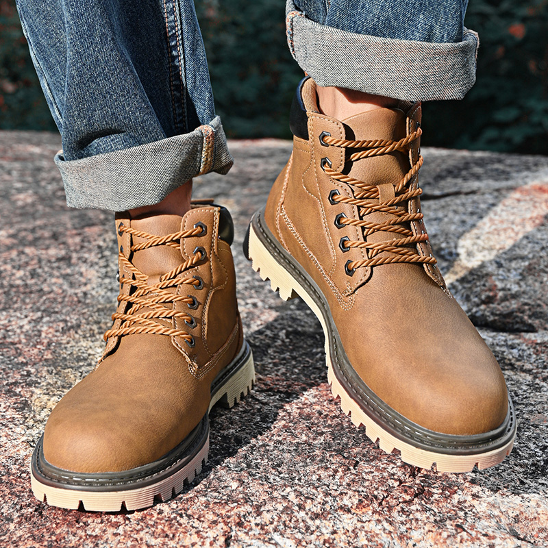 革メンズブーツ英国スタイルハイトップメンズシューズ高級メンズ - Leatherwork Boots のレビューと価格