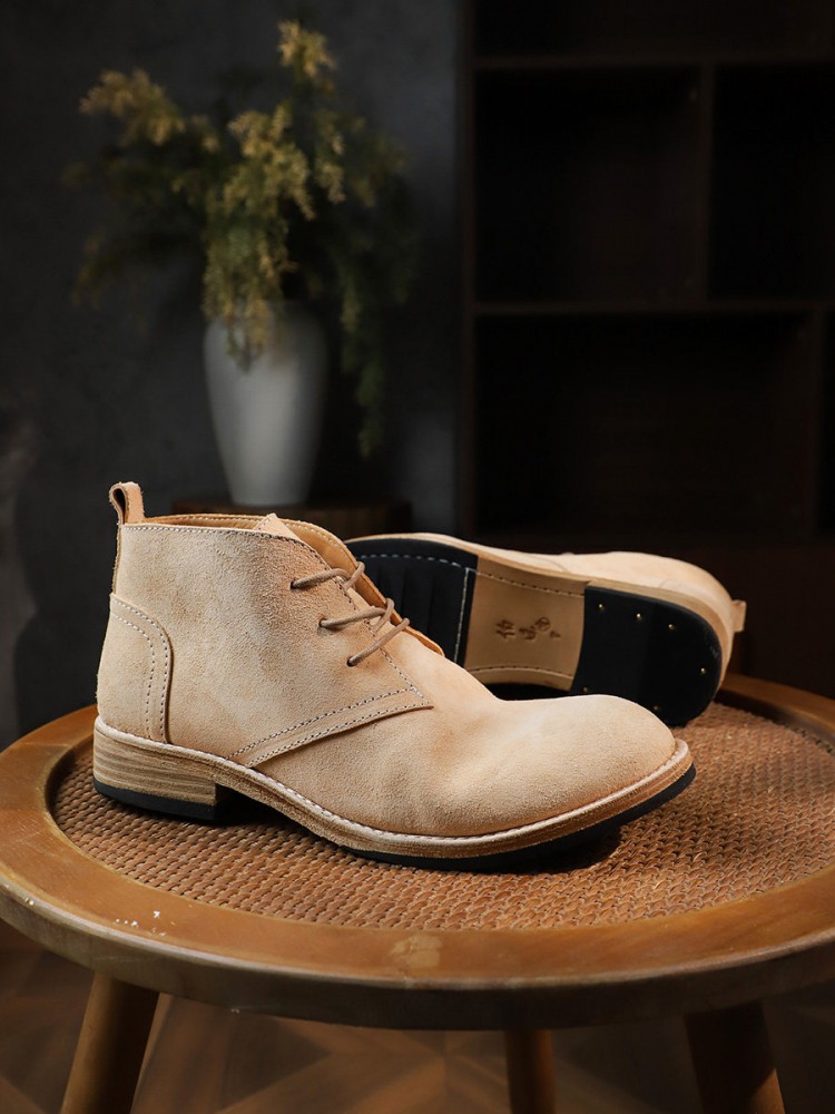 ファッション多用途男性レースアップカラーブロック牛スエードラ - Leatherwork Boots のレビューと価格