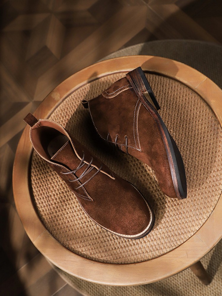 ファッション多用途男性レースアップカラーブロック牛スエードラ - Leatherwork Boots のレビューと価格